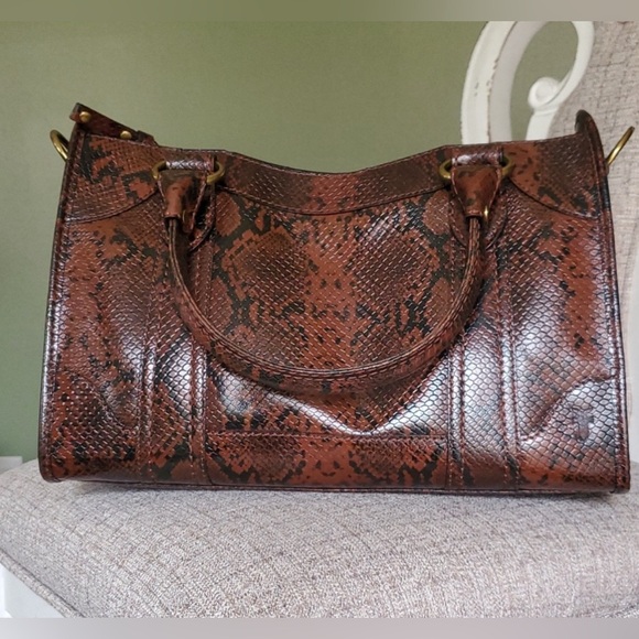 NWT Frye Melissa Satchel Snake Embossed Leather Crossbody - Picture 5 of 8